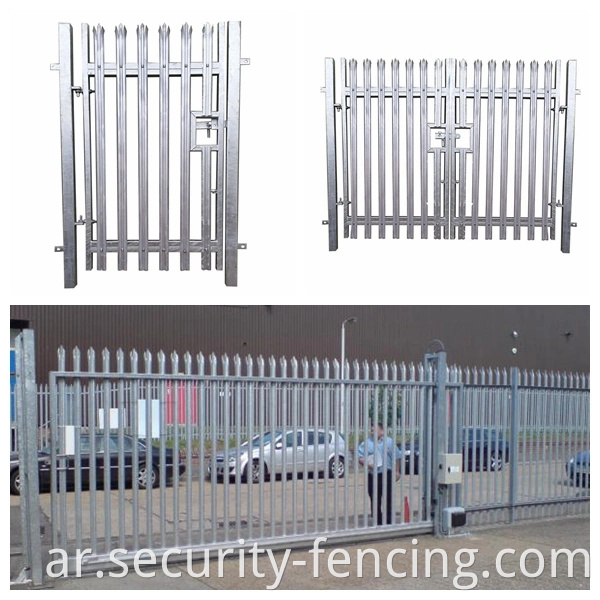 BS1722-12 Three Rail Triple Point Spear W Pale Pale Powder Coated Steel High Security Bent Top Palisad
